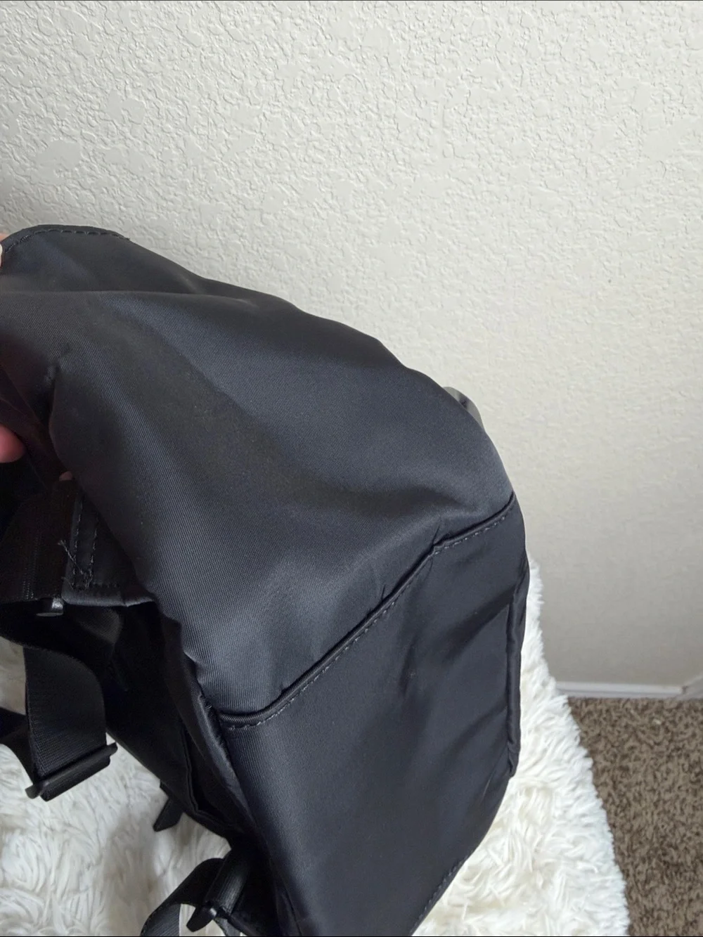 Allancia Black Nylon Backpack with Gold Hardware and Trolley Sleeve NWOT